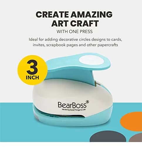 BearBoss 3 Inch Circle Punch, Classic White | Ergonomic Spring-Action Lever for Paper Crafts thumbnail 2