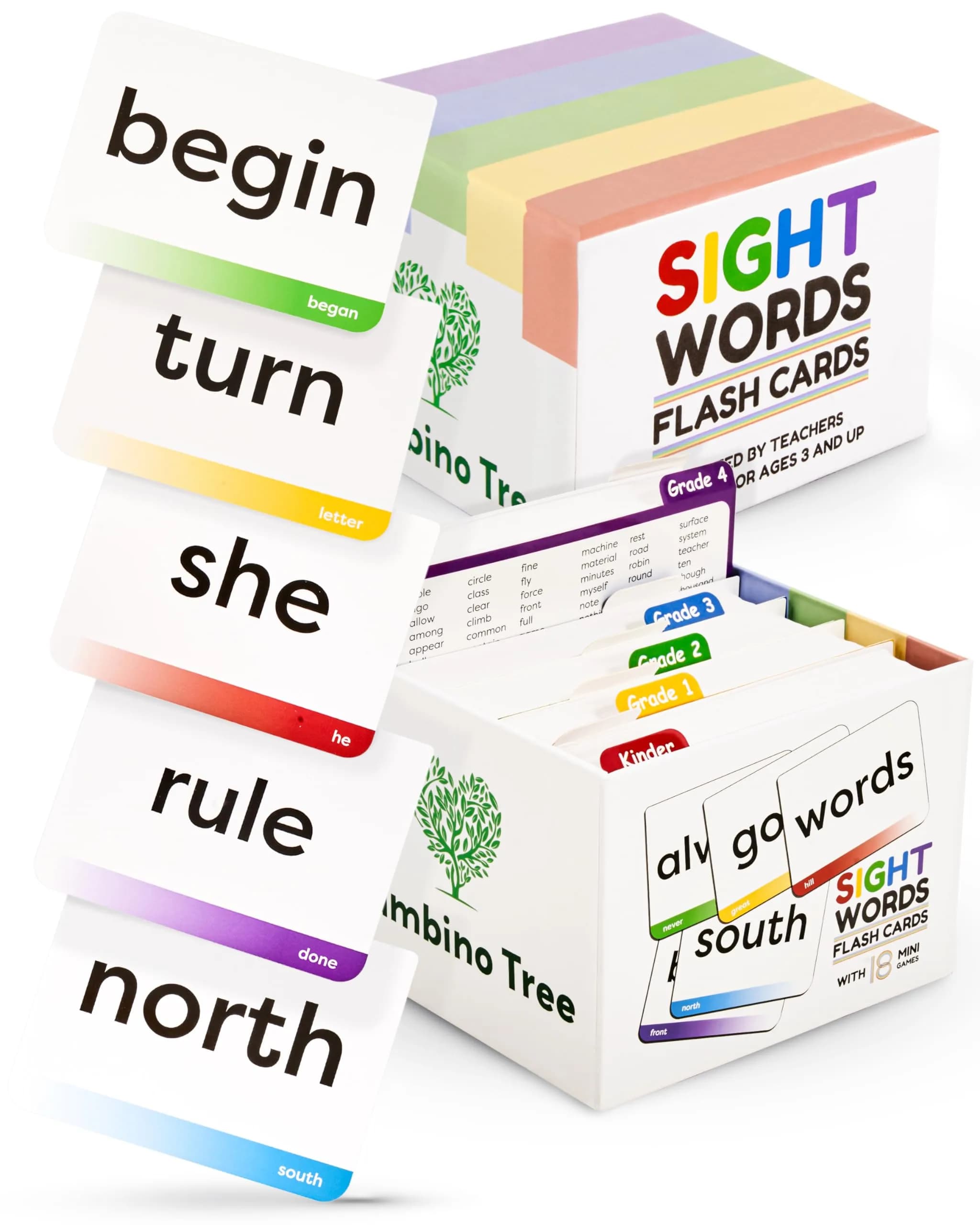 THE BAMBINO TREE Sight Words Flash Cards - Kindergarten to 4th Grade | 300 Jumbo-Size Cards for Early Literacy - main product image