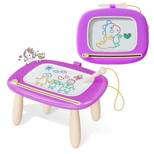 Kikidex Magnetic Drawing Board Toddler Toy 35cm (13.8in) | Mess-Free Purple Doodle Pad for Ages 1-3 thumbnail 1