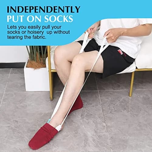 CAidRE Sock Aid Device with Terrycloth Grip for Easy On/Off - Dark Blue | 24.5 cm (9.6 inches) Length thumbnail 5