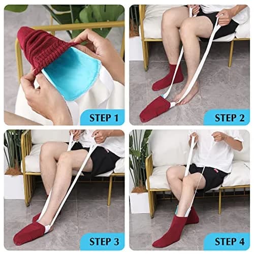 CAidRE Sock Aid Device with Terrycloth Grip for Easy On/Off - Dark Blue | 24.5 cm (9.6 inches) Length thumbnail 6