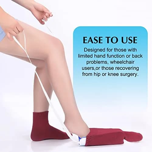 CAidRE Sock Aid Device with Terrycloth Grip for Easy On/Off - Dark Blue | 24.5 cm (9.6 inches) Length thumbnail 2