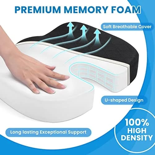 TushGuard Black Memory Foam Seat Cushion XL | Ergonomic U-Shape for Sciatica & Tailbone Pain Relief thumbnail 3