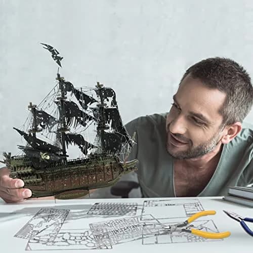 Piececool Flying Dutchman Pirate Ship 3D Metal Puzzle Model Kit 43.1cm (16.97in) | Challenging DIY Craft for Adults & Teens thumbnail 4