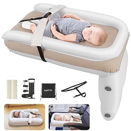 PAHTTO Inflatable Airplane Bed for Kids | Portable Toddler Travel Mattress with Hand Pump thumbnail 1