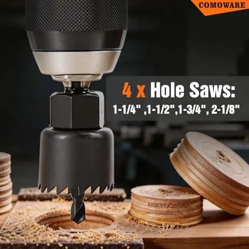 COMOWARE 246 Pcs Drill Bit Set with Orange Case | HSS Titanium & Black Oxide Coated Bits for Wood, Metal, Masonry thumbnail 5
