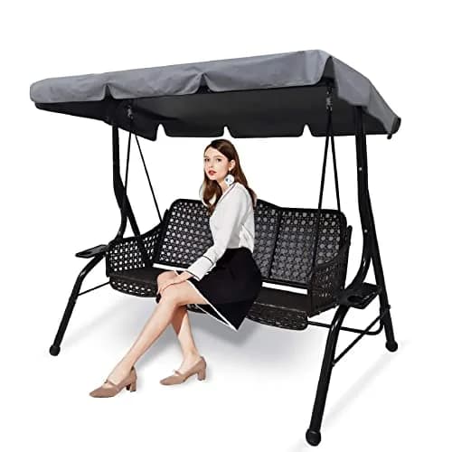 Hagsfire Grey Swing Canopy Replacement Large 195cm (76.7" L) | Waterproof UV-Resistant Outdoor Patio Cover thumbnail 1