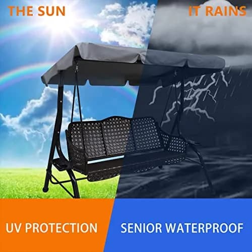 Hagsfire Grey Swing Canopy Replacement Large 195cm (76.7" L) | Waterproof UV-Resistant Outdoor Patio Cover thumbnail 5