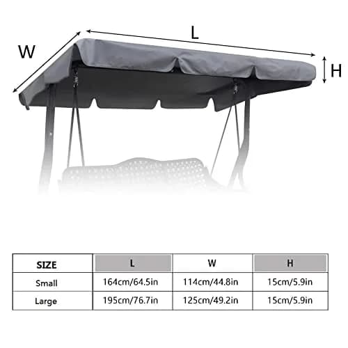 Hagsfire Grey Swing Canopy Replacement Large 195cm (76.7" L) | Waterproof UV-Resistant Outdoor Patio Cover thumbnail 2