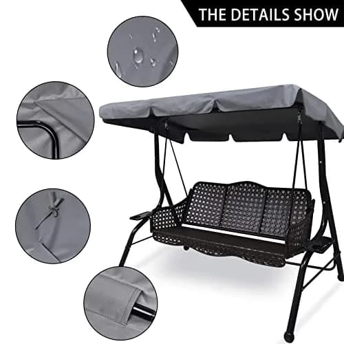 Hagsfire Grey Swing Canopy Replacement Large 195cm (76.7" L) | Waterproof UV-Resistant Outdoor Patio Cover thumbnail 3