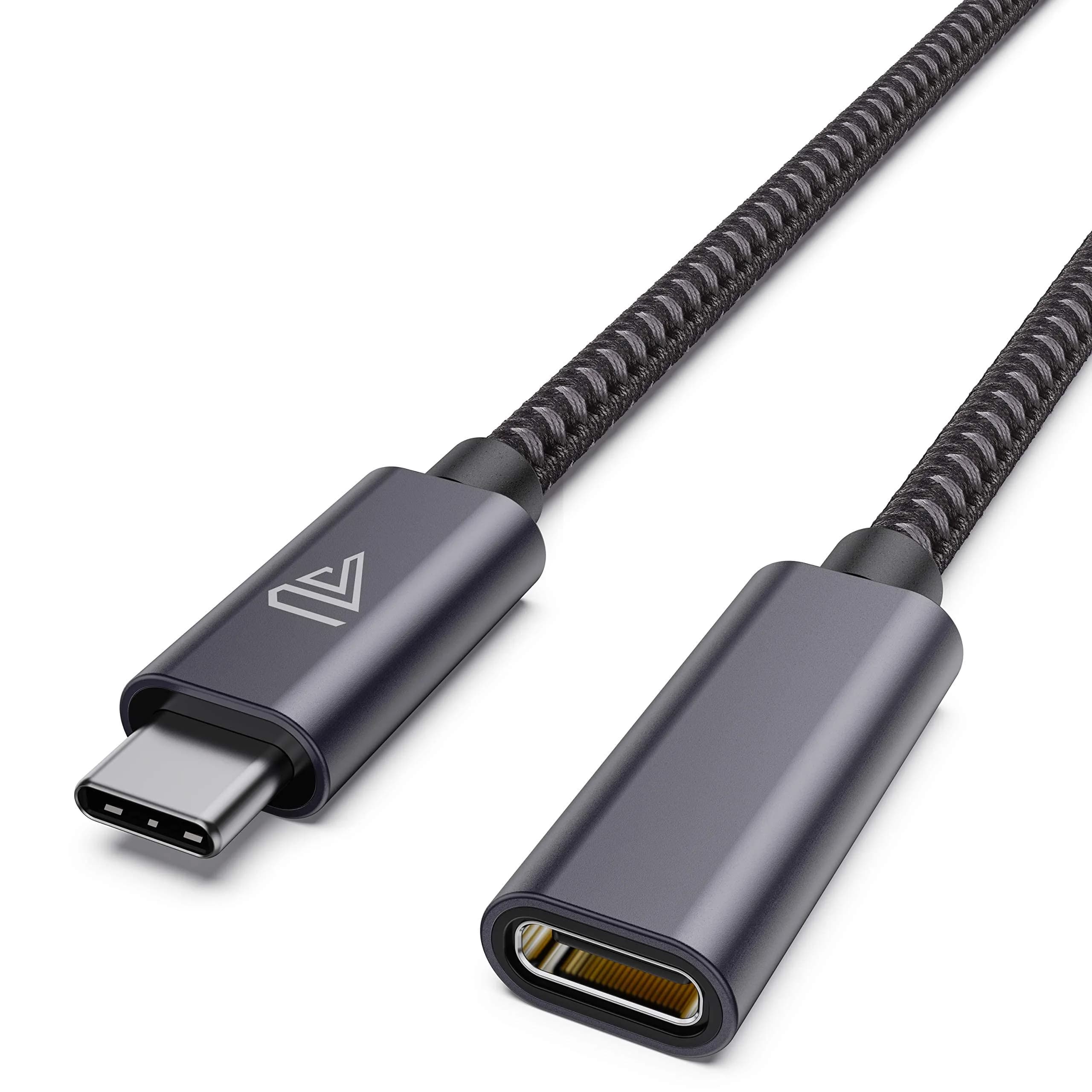 Faracent USB Type C Extension Cable 2M (6.6ft) | 10Gbps Data & 140W Charging — Grey / 1ft*1