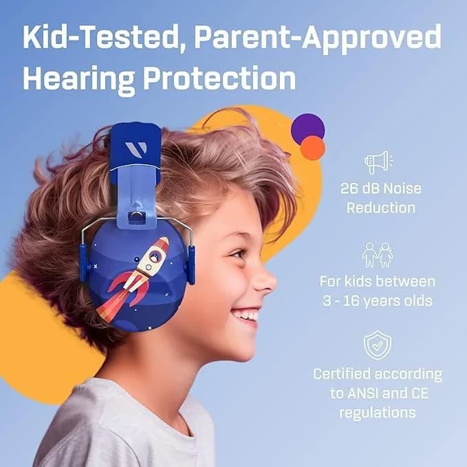 Vanderfields Kids Noise Canceling Headphones - 31 dB | Ear Protection for Kids 3-12 thumbnail 2