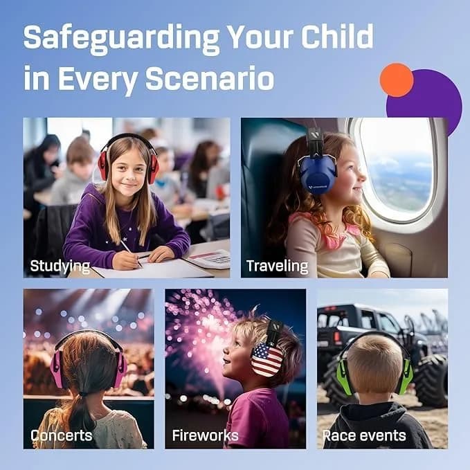 Vanderfields Kids Noise Canceling Headphones - 31 dB | Ear Protection for Kids 3-12 thumbnail 8