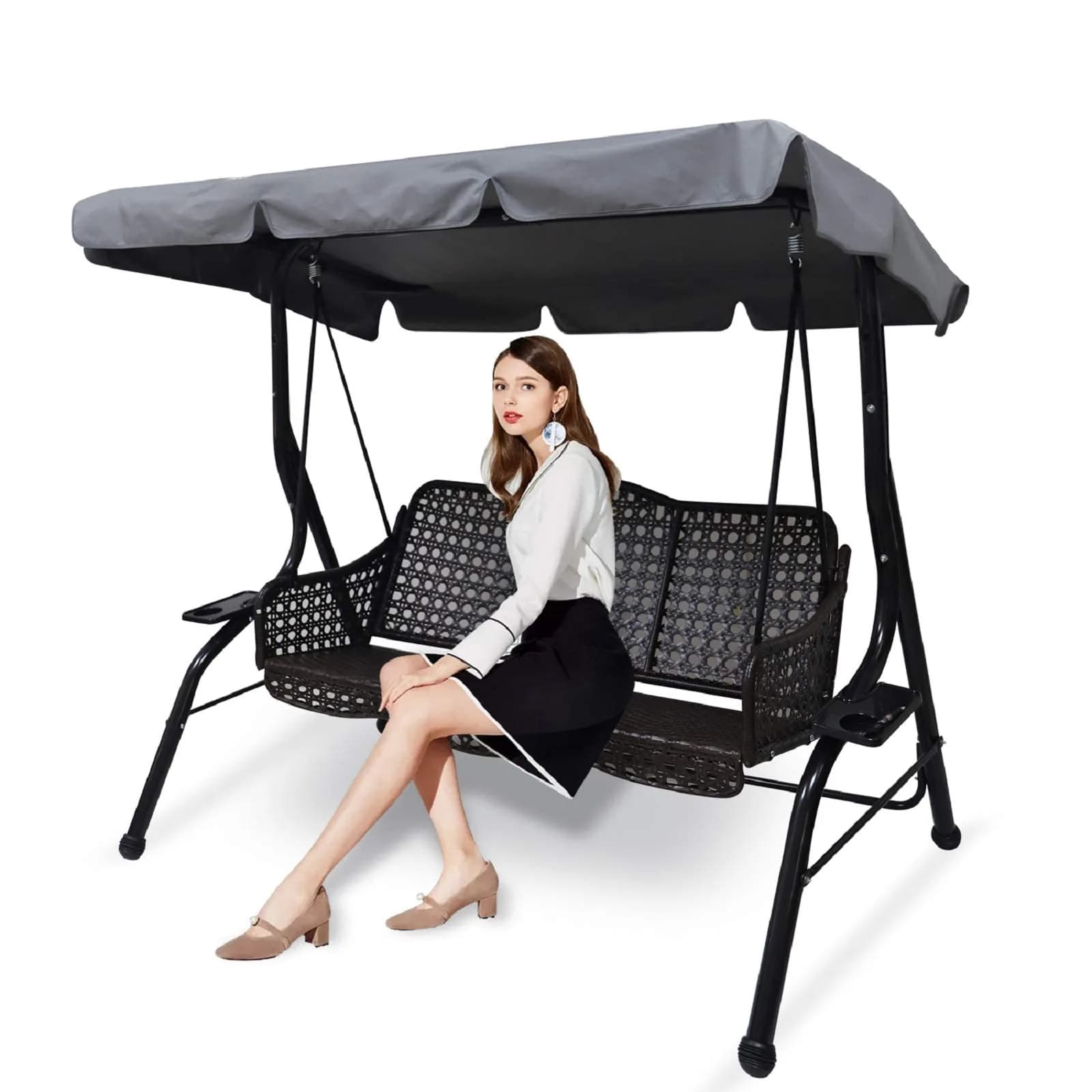 Hagsfire Grey Swing Canopy Replacement for 2 Seater Swings, 164cm (64.5") L x 114cm (44.8") W | Waterproof & UV-Resistant — Gray