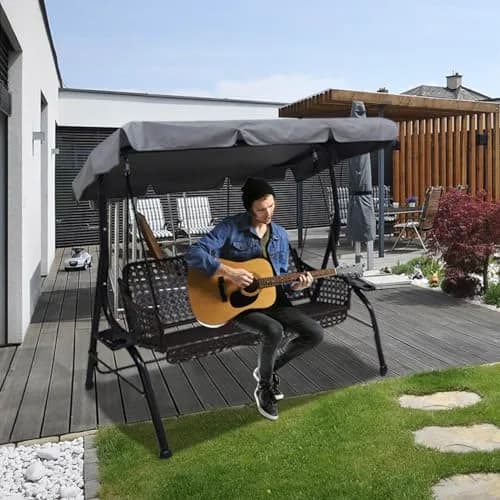 Hagsfire Grey Swing Canopy Replacement for 2 Seater Swings, 164cm (64.5") L x 114cm (44.8") W | Waterproof & UV-Resistant thumbnail 6