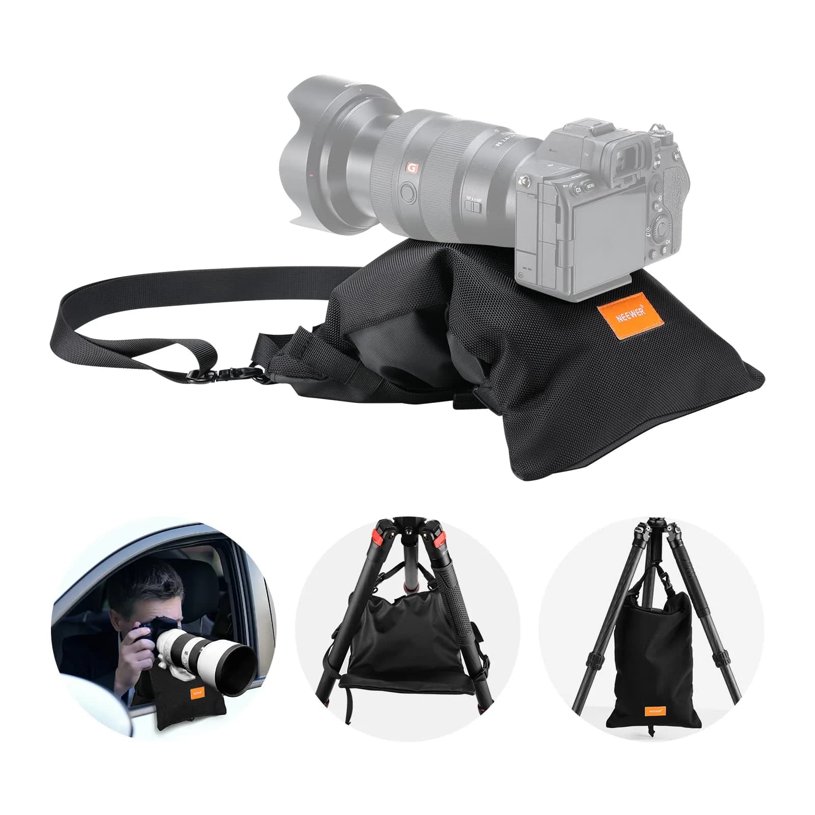 NEEWER Sandbag for Photography 15.5"x9.4" Foldable Handheld Storage Bag with Shoulder Strap Heavy Duty Polyester Support & Stabilizer - main product image