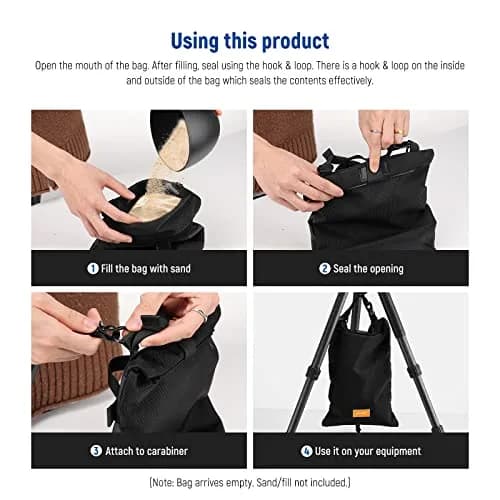 NEEWER Sandbag for Photography 15.5"x9.4" Foldable Handheld Storage Bag with Shoulder Strap Heavy Duty Polyester Support & Stabilizer thumbnail 7
