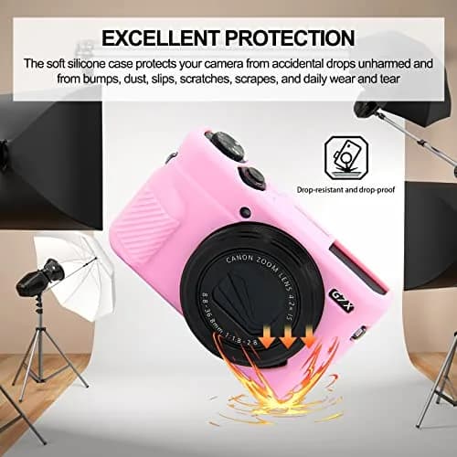 Easy Hood Silicone Camera Case for Canon PowerShot G7X II - Pink | Protective Cover with Precise Cutouts thumbnail 2