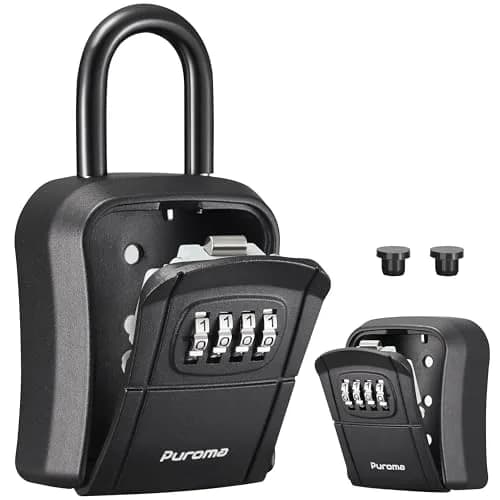 Puroma Outdoor Key Lock Box 4-Digit Combination Lockbox with Shackle | Weatherproof Aluminum Alloy thumbnail 1