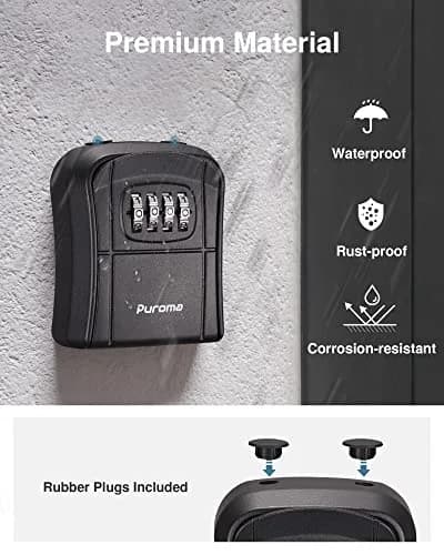 Puroma Outdoor Key Lock Box 4-Digit Combination Lockbox with Shackle | Weatherproof Aluminum Alloy thumbnail 5