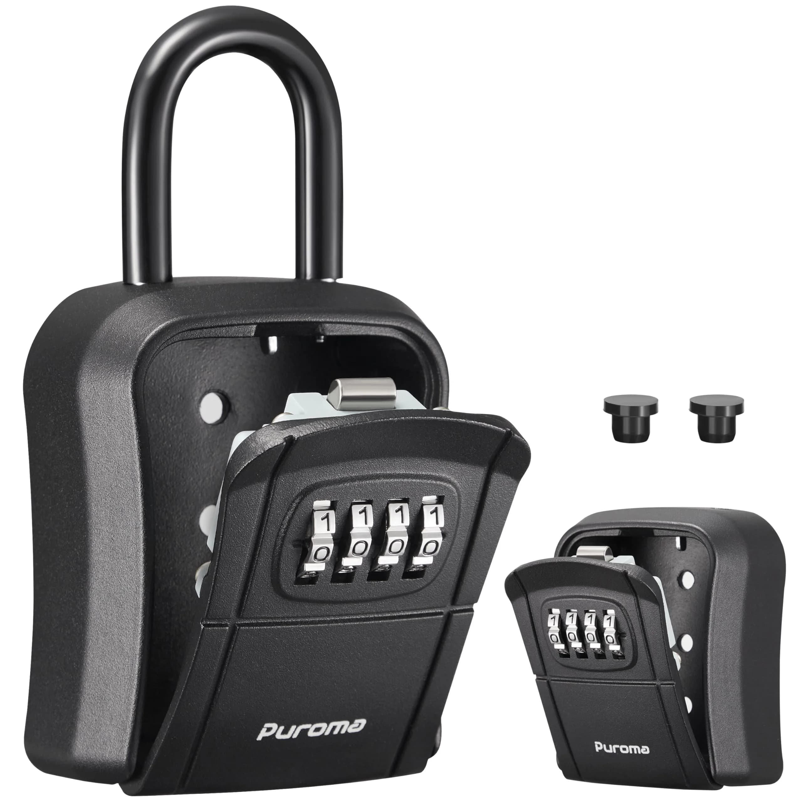 Puroma Outdoor Key Lock Box 4-Digit Combination Lockbox with Shackle | Weatherproof Aluminum Alloy