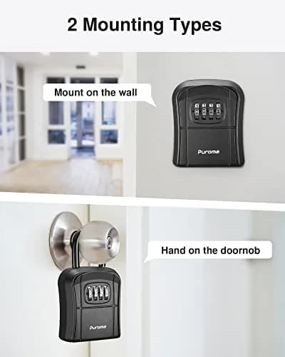 Puroma Outdoor Key Lock Box 4-Digit Combination Lockbox with Shackle | Weatherproof Aluminum Alloy thumbnail 2