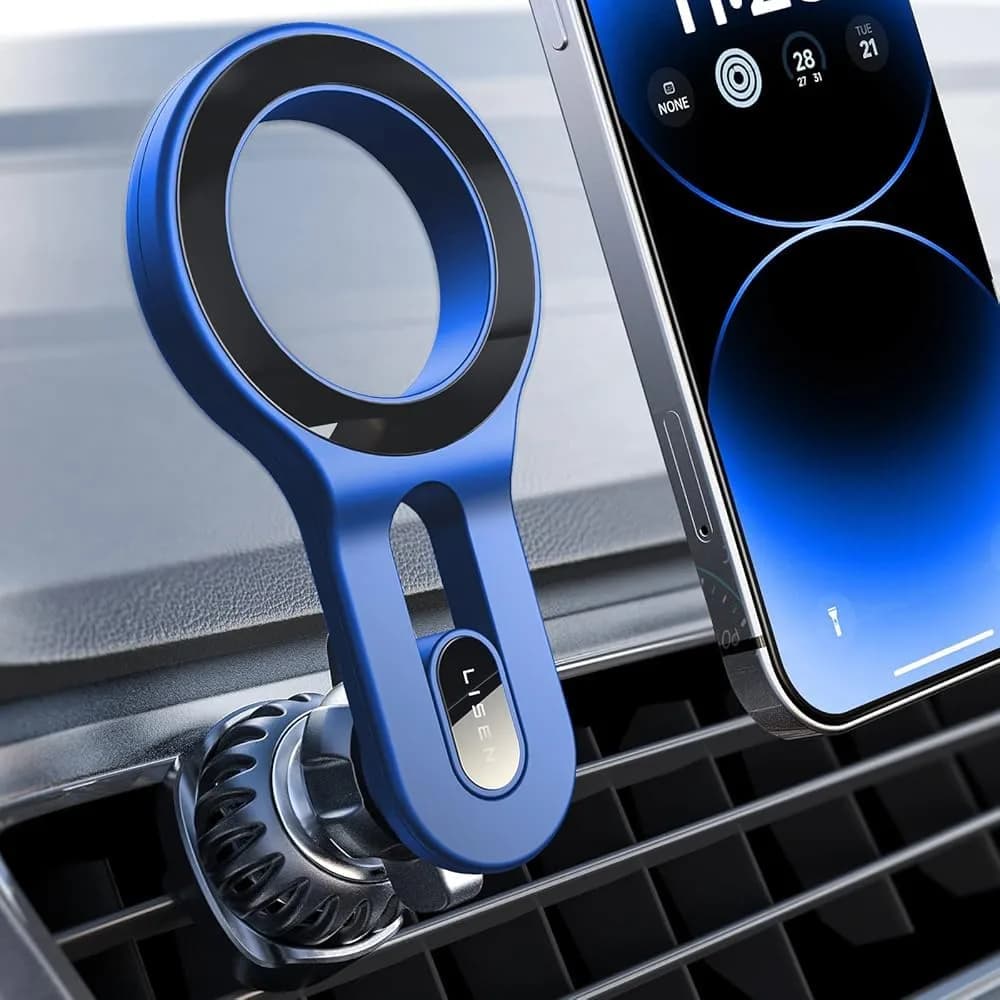 LISEN Magnetic Car Mount for iPhone 12-17 & All Smartphones, 22 Upgraded Magnets, Blue | Secure Air Vent Holder