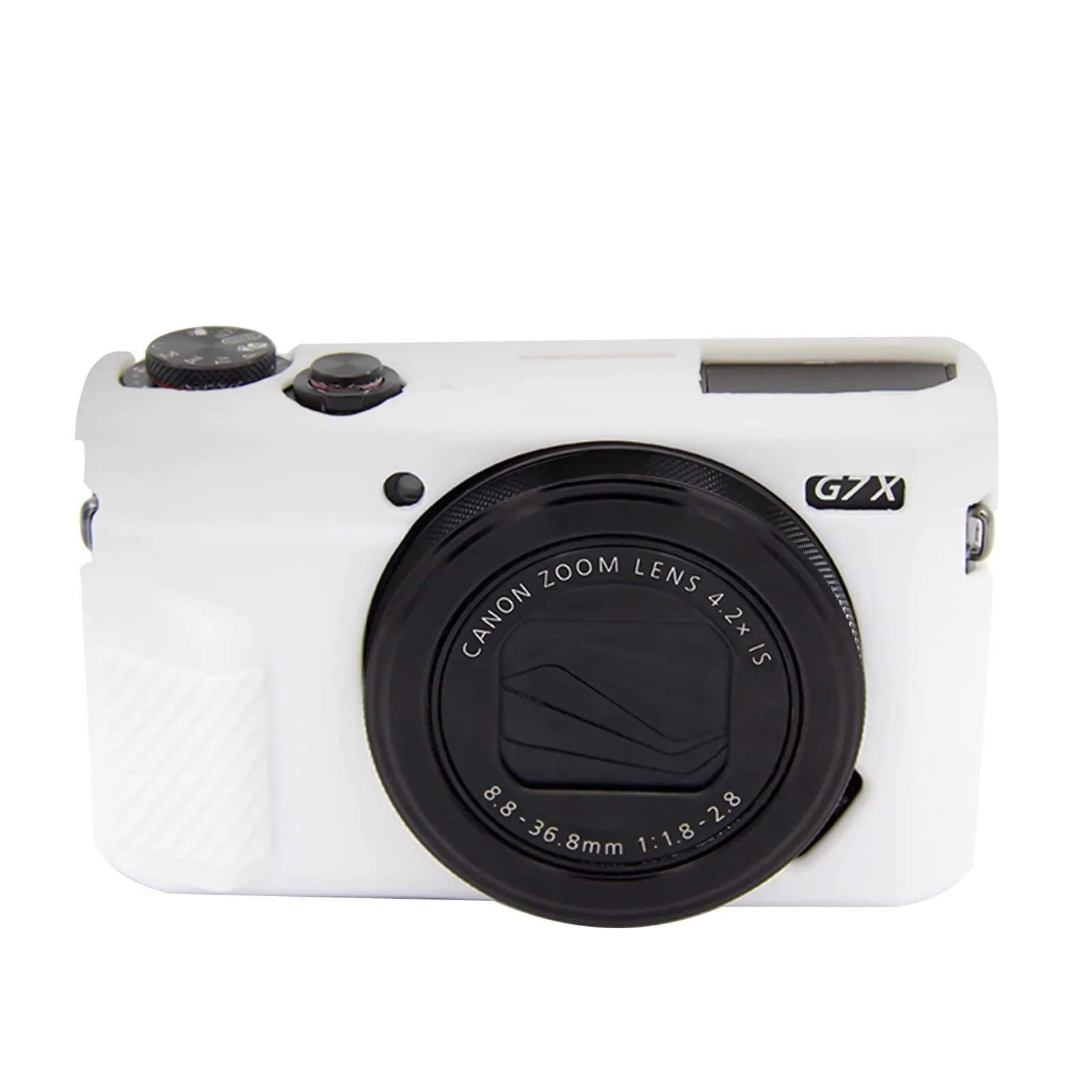 Easy Hood Silicone Camera Case for Canon PowerShot G7X II - Pink | Protective Cover with Precise Cutouts — White