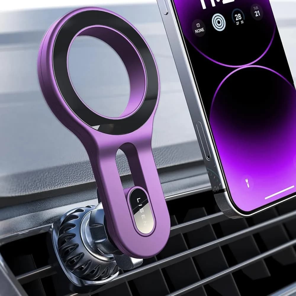 LISEN MagSafe Car Mount, Magnetic Phone Holder for Car Vent with 22 Upgraded Magnets | Purple