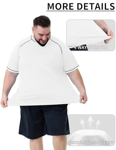 Idtswch Big & Tall Swim Shirt UPF 50+ Sun Protection Quick Dry White | Rash Guard for Men thumbnail 4