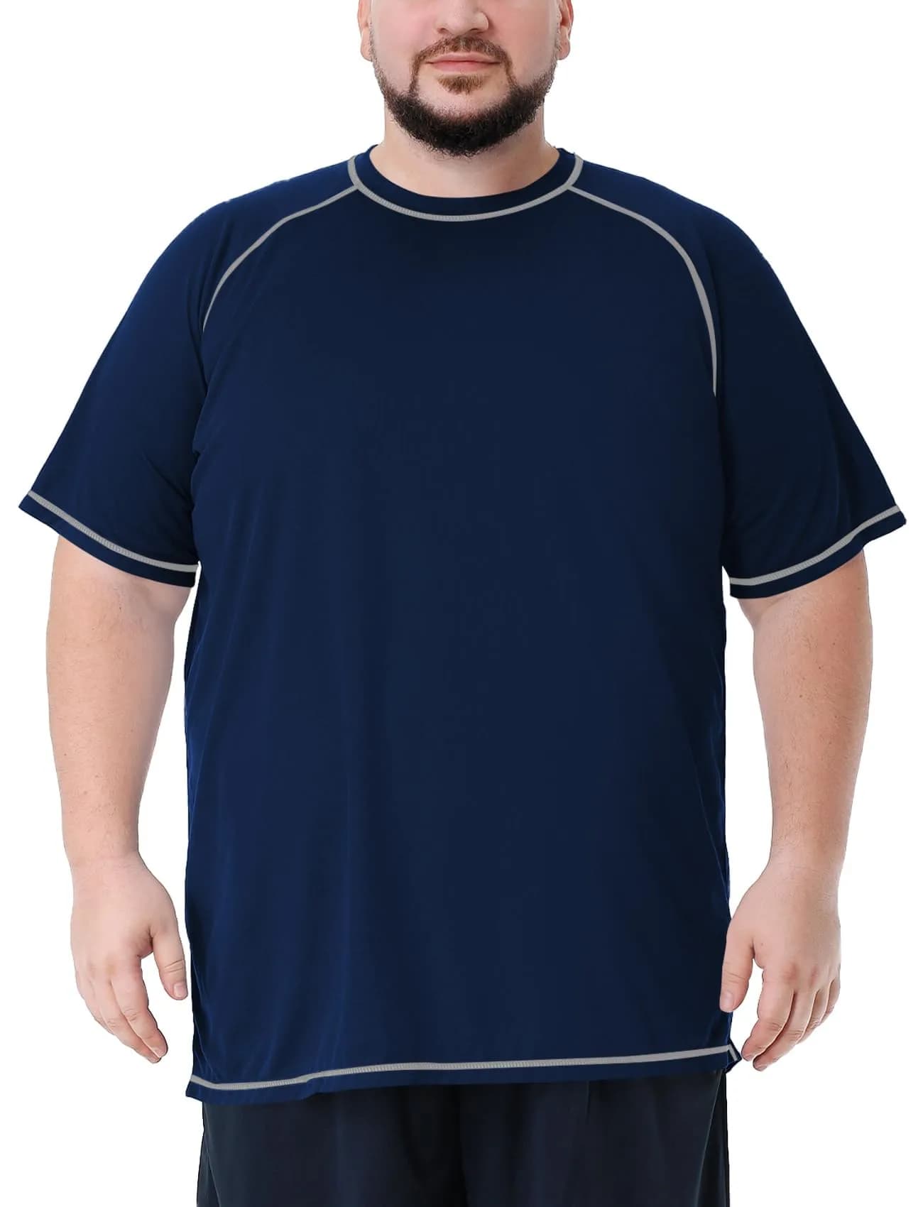 Idtswch Men's Big & Tall UPF 50+ Rash Guard Swim Shirt Gray 3XL (156 g) | Quick Dry Sun Protection — Navy