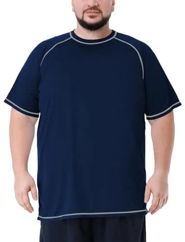Idtswch Men's Big & Tall Rash Guard Swim Shirt UPF 50+ Sun Protection Quick Dry T-Shirt Navy 4X-Large Big Tall | Moisture-Wicking for Activewear thumbnail 1