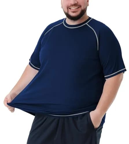 Idtswch Men's Big & Tall Rash Guard Swim Shirt UPF 50+ Sun Protection Quick Dry T-Shirt Navy 4X-Large Big Tall | Moisture-Wicking for Activewear thumbnail 2