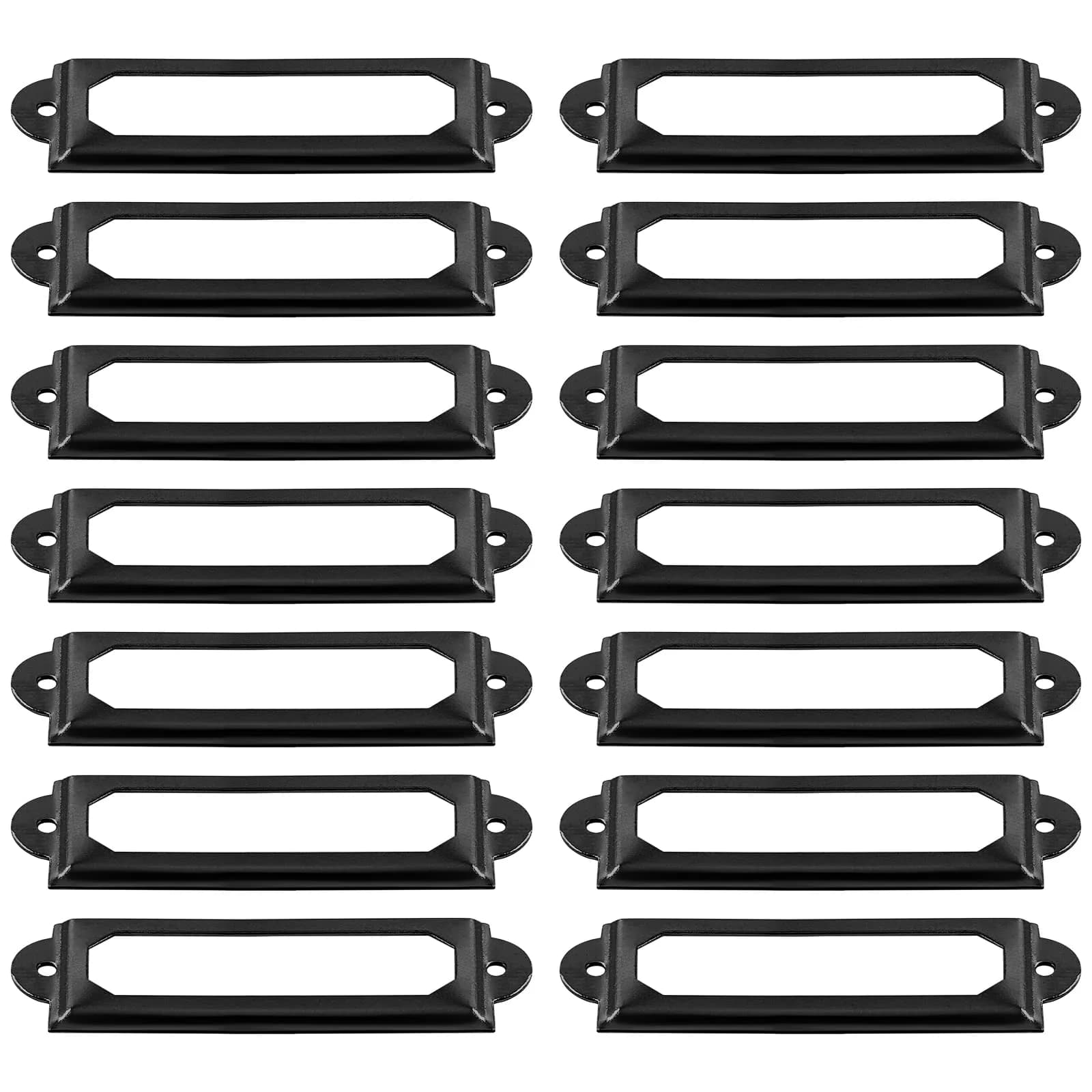 suiwotin Metal Label Holder, 60mm x 17mm | Rustproof File Drawer Labels for Office & School — Black / 60mm x 17mm