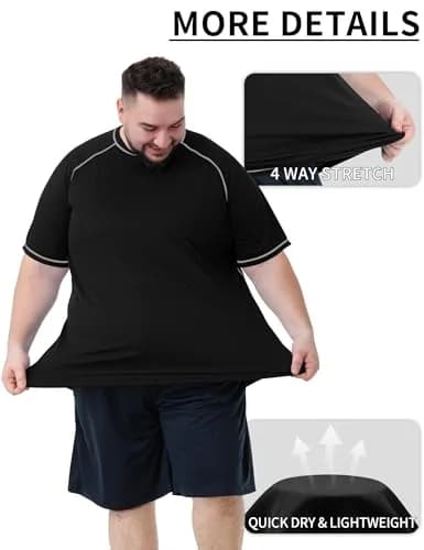 Idtswch Big & Tall Rash Guard Sun Protection UPF 50+ | Quick Dry Swim Shirt for Men (4X-Large Big Tall) thumbnail 4