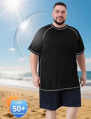 Idtswch Big & Tall Rash Guard Sun Protection UPF 50+ | Quick Dry Swim Shirt for Men (4X-Large Big Tall) thumbnail 5