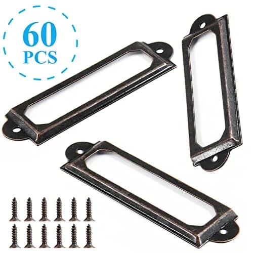 suiwotin Metal Label Holder, 60mm x 17mm | Rustproof File Drawer Labels for Office & School thumbnail 5