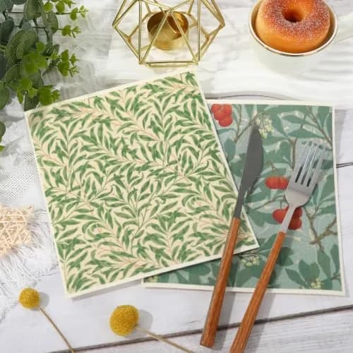 Whaline Vintage Floral Swedish Kitchen Dishcloth, 6 Pcs | Absorbent Cotton, Retro Design for Daily Use thumbnail 4