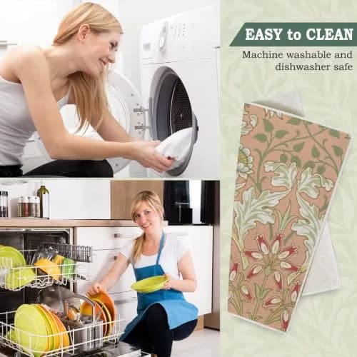 Whaline Vintage Floral Swedish Kitchen Dishcloth, 6 Pcs | Absorbent Cotton, Retro Design for Daily Use thumbnail 5