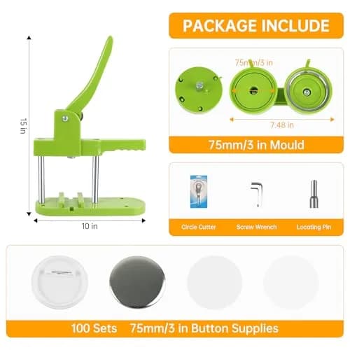 MK.Bear Button Maker Machine 75mm | DIY Button Badge Press with Supplies thumbnail 3