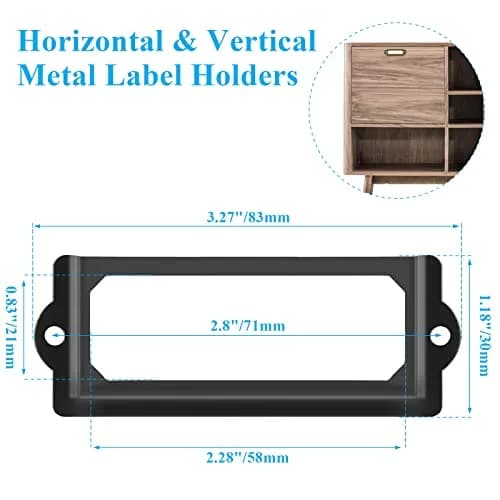 suiwotin Metal Label Holder, 83mm x 30mm | Rustproof, Corrosion Resistant, File Drawer Label Frames thumbnail 2