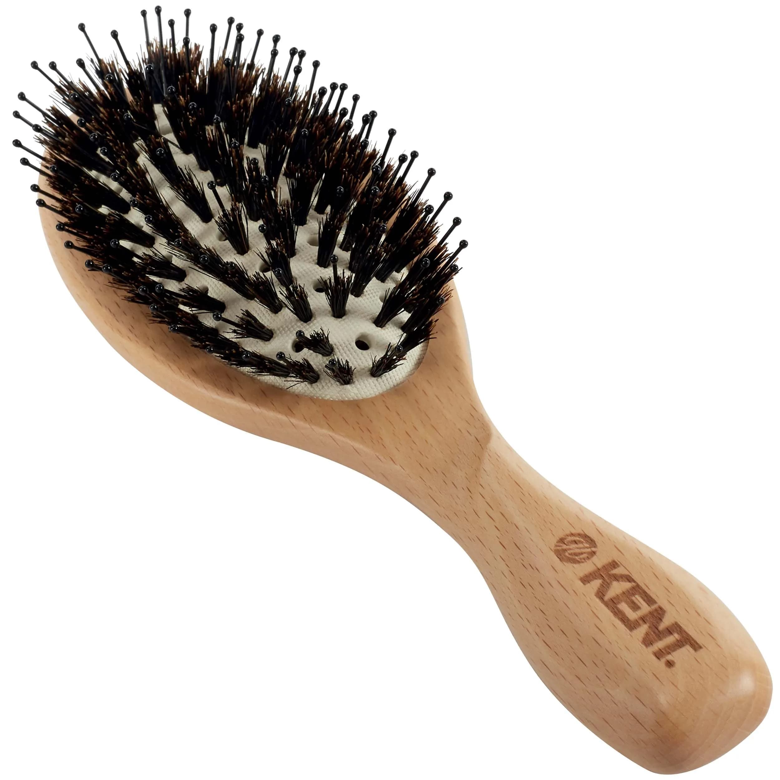 Kent PF02 Small Cushion Detangler Brush – Boar Bristle & Nylon Mix 7" (17.8 cm) | Detangles & Smooths Hair — LPF1