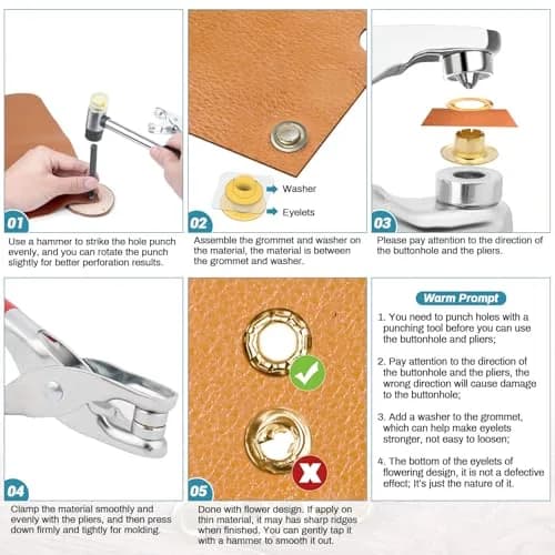 PAXCOO Grommet Tool Kit 6mm 1/4 Inch | Light-Duty Eyelet Kit for Leather & Crafts thumbnail 4