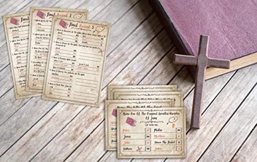 Pazag Bible Trivia Game, Bible Friendly Feud Quiz, Family & Church Game, 5x7 inches, Blue & White | Christian Bible Theme thumbnail 3
