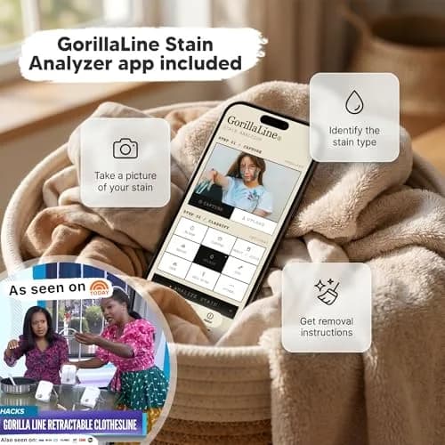 GorillaLine Retractable Clothesline Light Gray 5.39m (17.7 ft) | Heavy Duty Wall Mounted Indoor Outdoor Drying Rack thumbnail 6