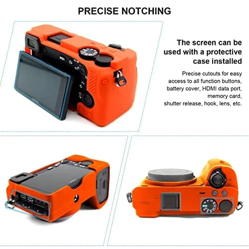 Easy Hood Camera Case for Sony A6600 ILCE-6600 in Orange | Silicone Protective Cover thumbnail 4