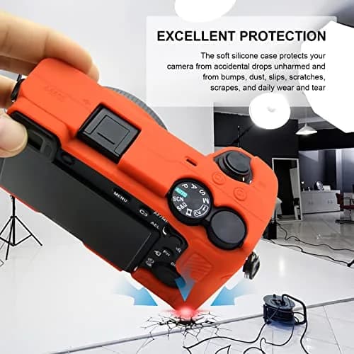 Easy Hood Camera Case for Sony A6600 ILCE-6600 in Orange | Silicone Protective Cover thumbnail 3