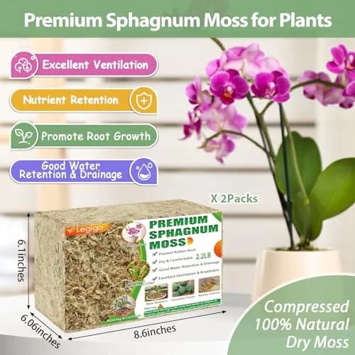 Legigo 4.4LB Sphagnum Moss for Plants | Moisture Retention & Root Growth Support thumbnail 2