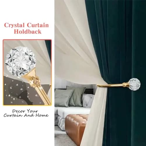 KOLAKO Crystal Ball Curtain Holdbacks 6 Pack Rose Gold Metal Heavy Duty Drapery Holders | U-Shaped Wall Mounted Hooks for Thick Drapes thumbnail 3