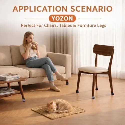 YOZON Chair Leg Floor Protectors Silicone Caps with Felt Base, 32 Pack Black Round Medium | Protects Floors & Reduces Noise thumbnail 6
